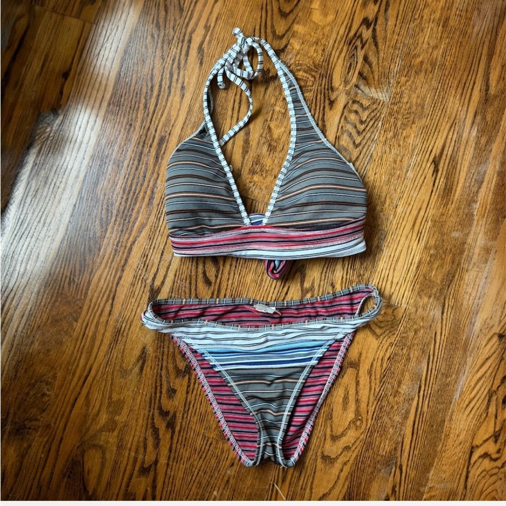 Vintage Lucky Brand Multicolor Striped Bikini